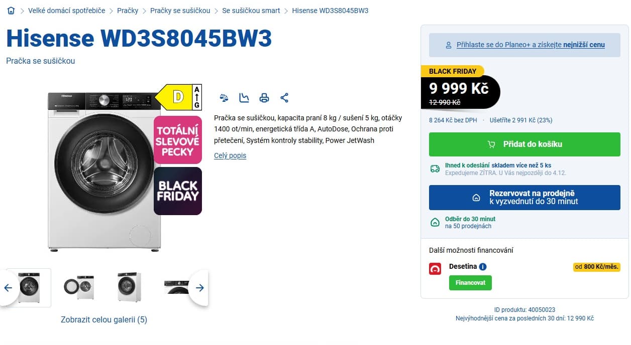 Pračka se sušičkou Hisense 8/5kg, 1400, Wifi