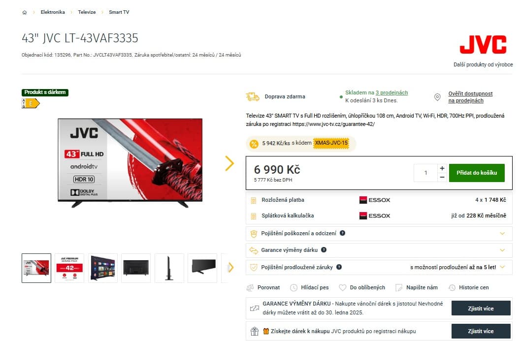FHD Smart TV, HDR, BT, Android, 108cm, JVC