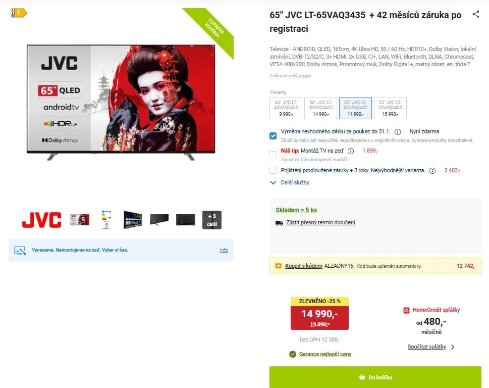 4K Android TV, Atmos, 165cm, JVC