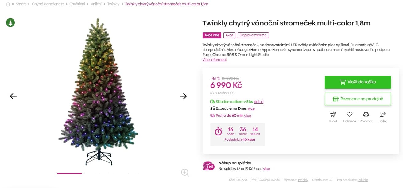 Chytrý vánoční stromek Twinkly 180cm, 435světel