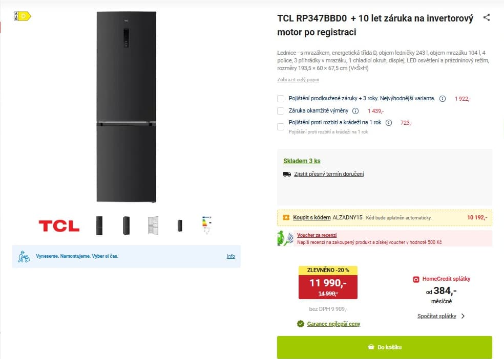 Lednice TCL, no frost, multi air, 194cm