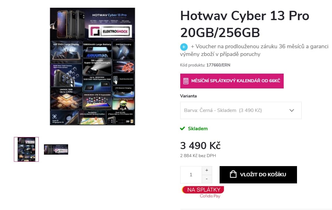 Odolný Hotway 8x 1,8GHz, 20GB RAM, 6,58"