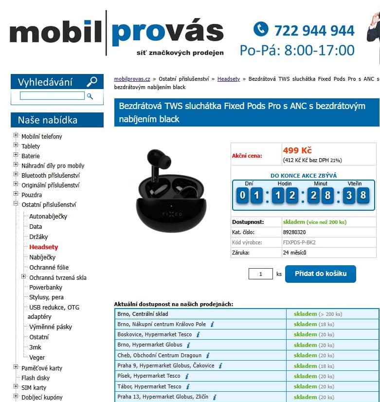 BT sluchátka Fixed Pods Pro, ANC, ENC