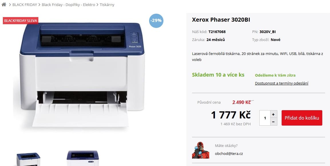 ČB laser tiskárna Xerox, Wifi