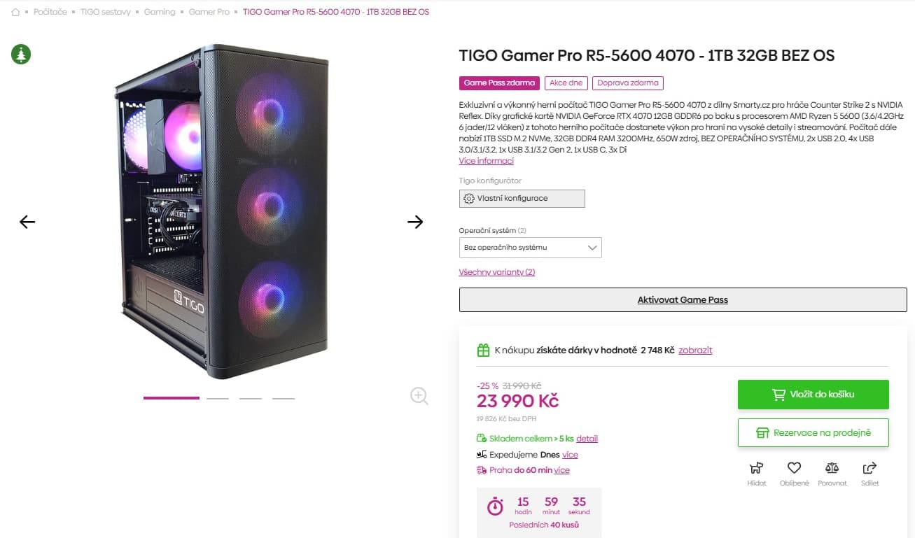 Herní PC Tigo 4,2GHz, 32GB RAM, 12GB Nvidia