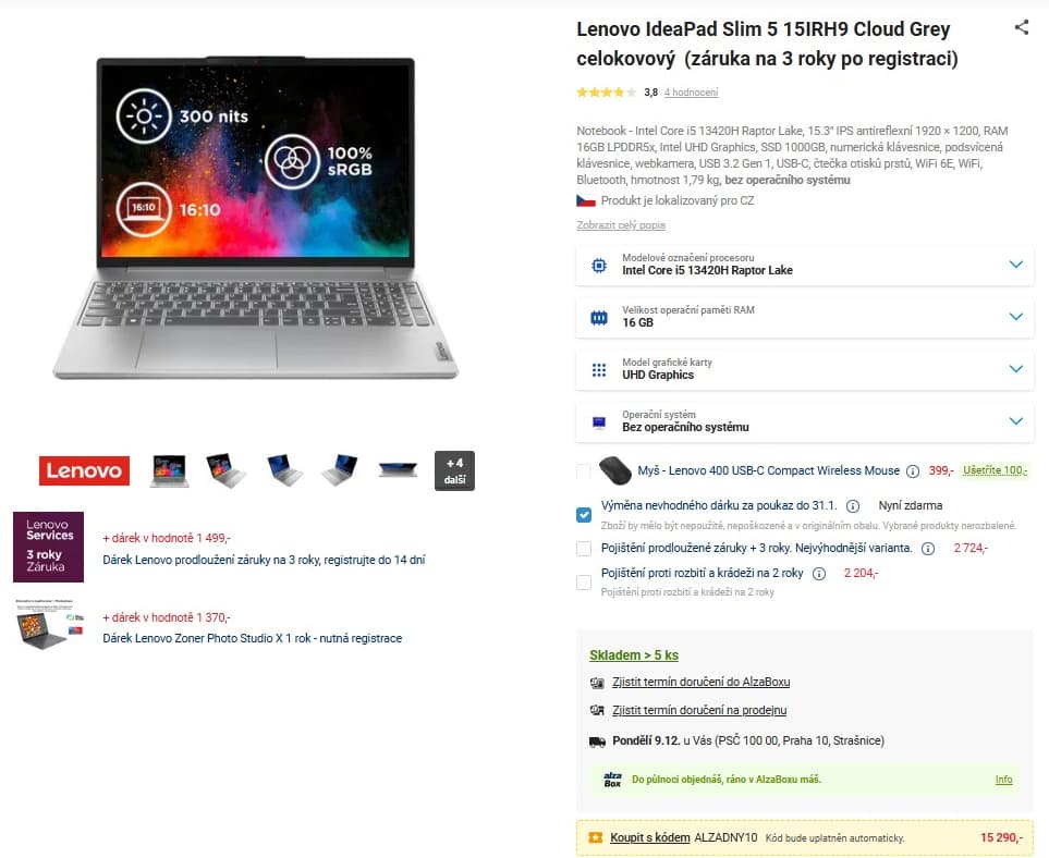 Lenovo i5 4,6GHz, 16GB RAM, 1TB SSD, 15,3"