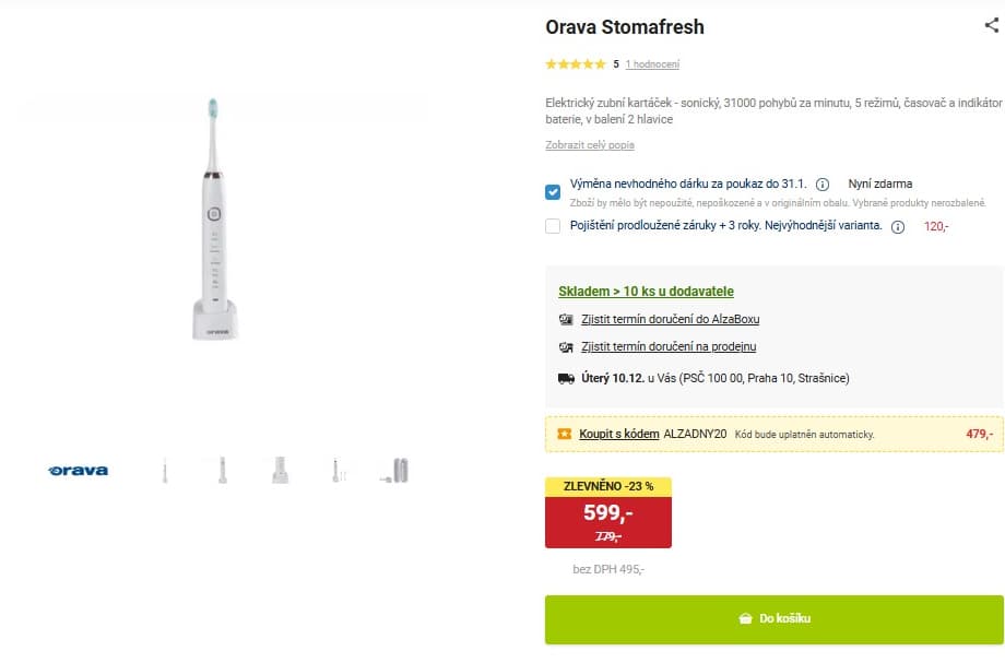 Sonický el. kartáček Orava, 5 režimů