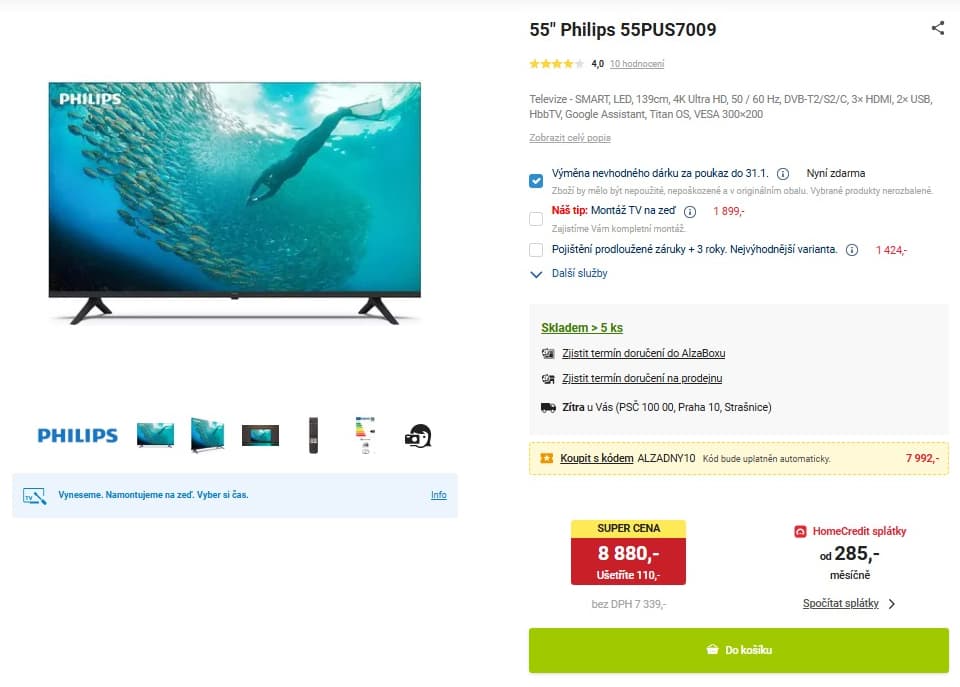 4K Smart TV, Atmos, 139cm, Philips