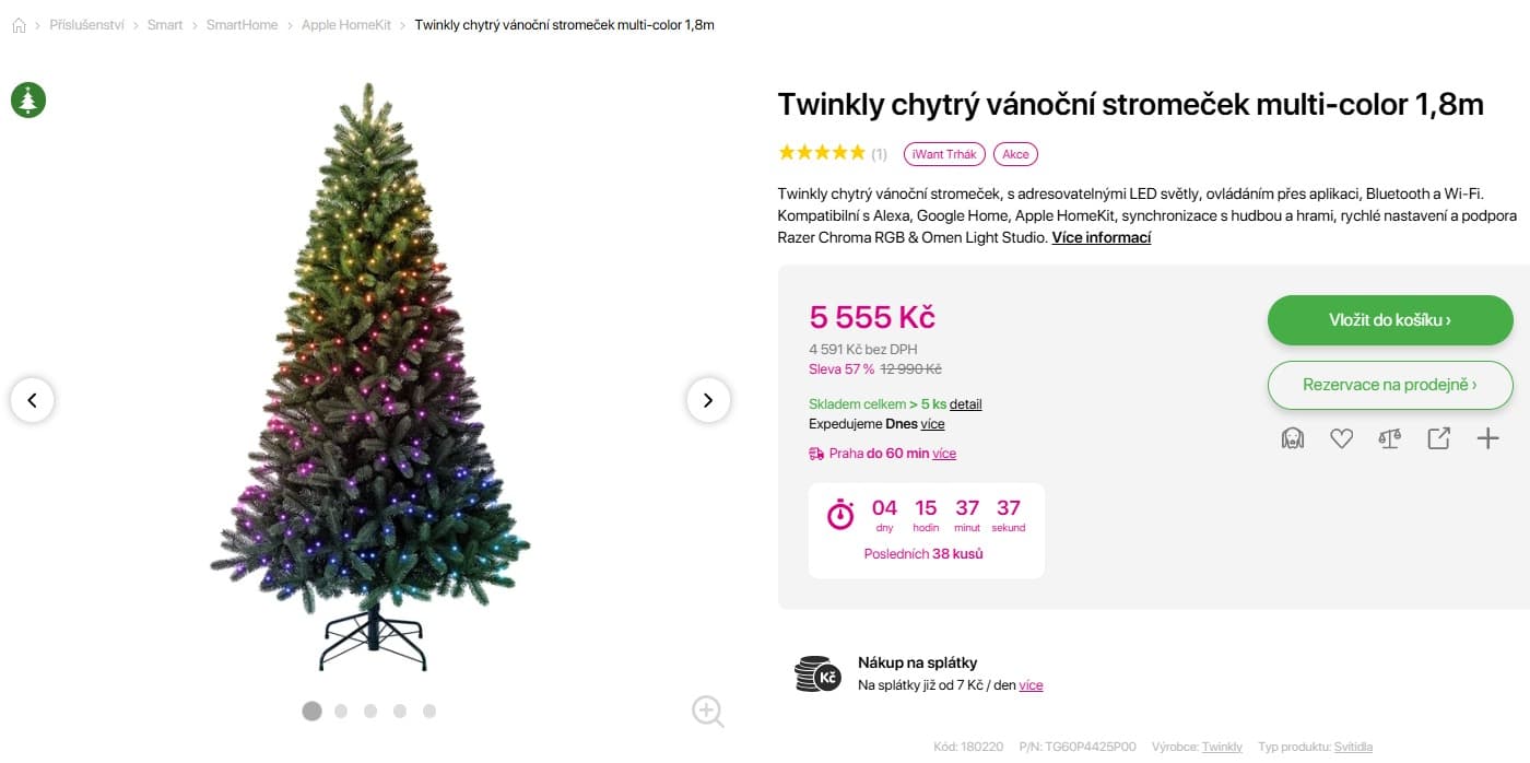 Chytrý vánoční stromek Twinkly 180cm, 435světel
