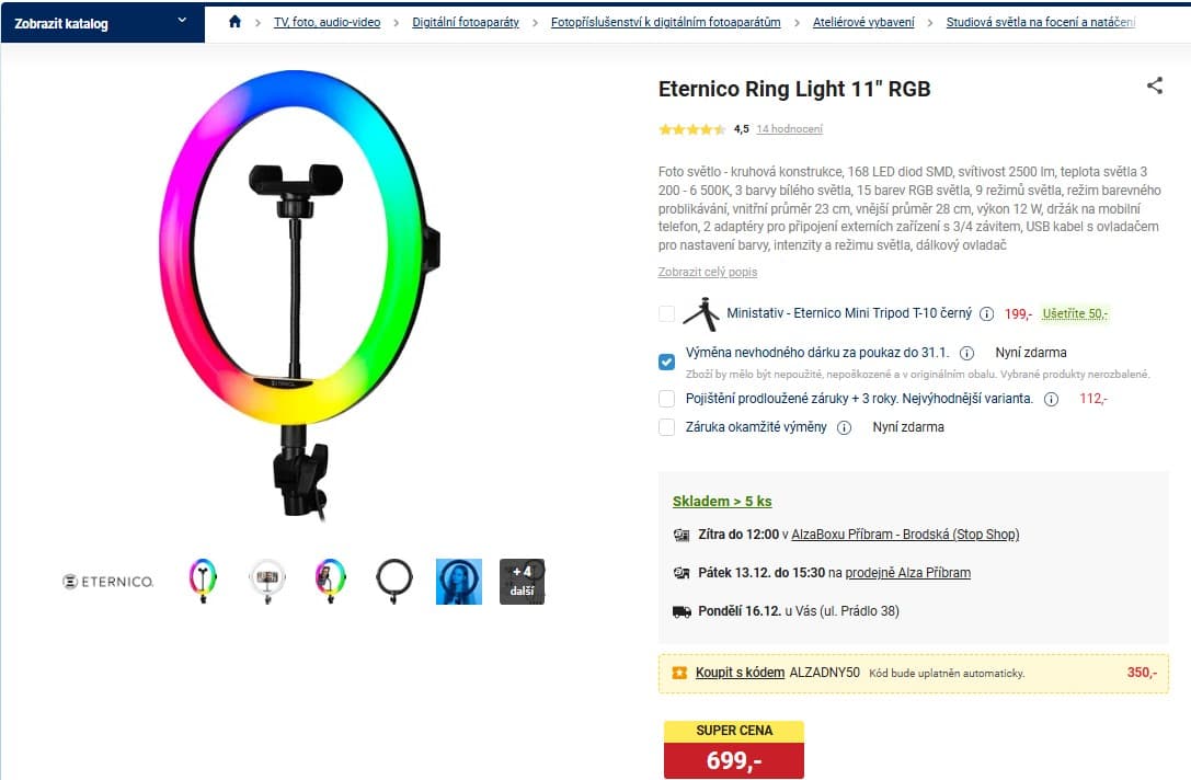 Foto světlo Eternico Ring Light 11" RGB