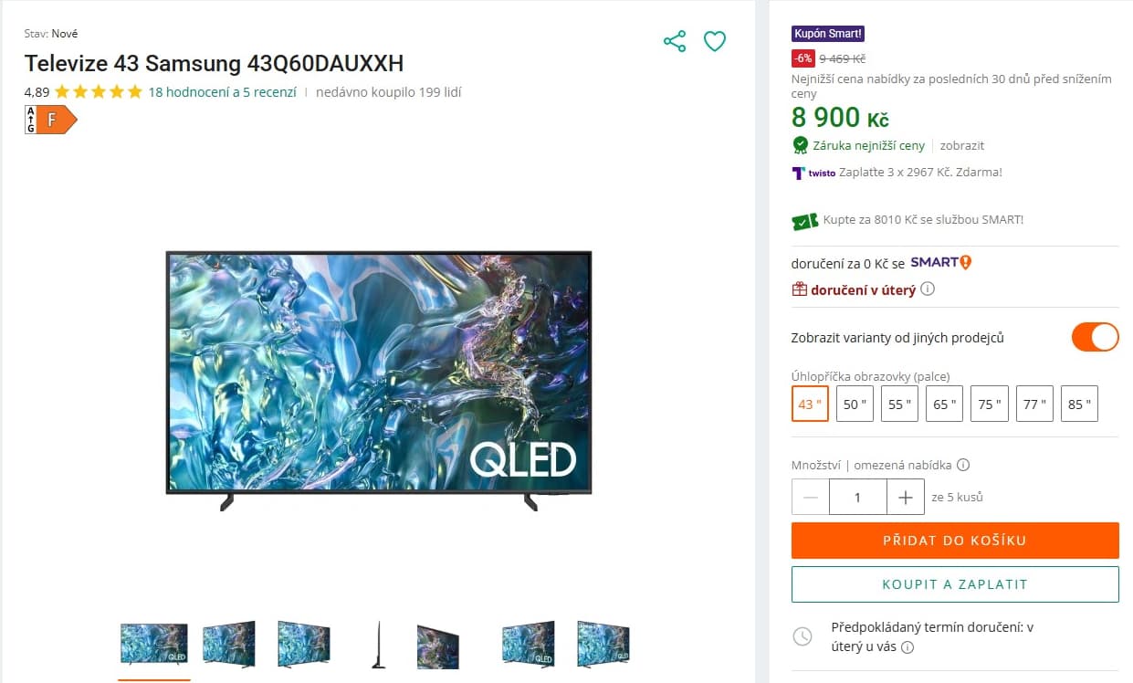 4K Smart TV, Atmos, 109cm, Samsung