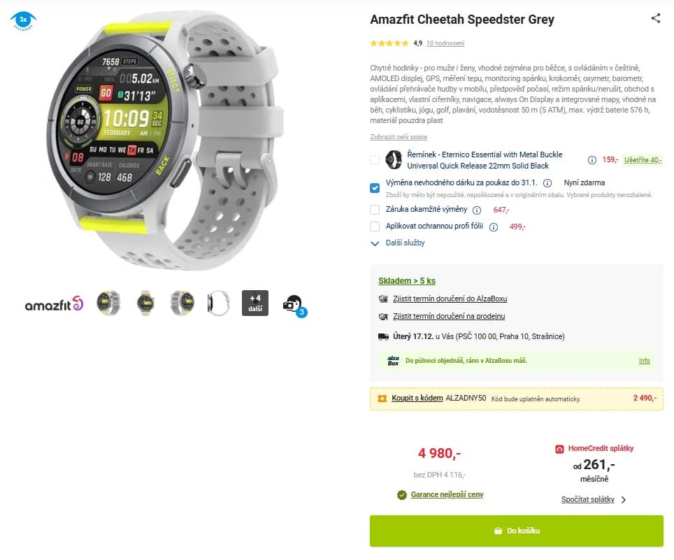 Chytré sportovní hodinky Amazfit Cheetah