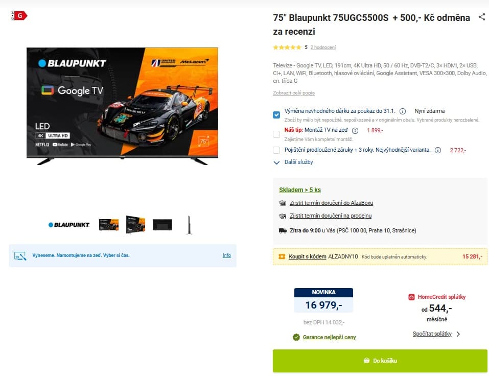 4K Google TV, 191cm, Blaupunkt