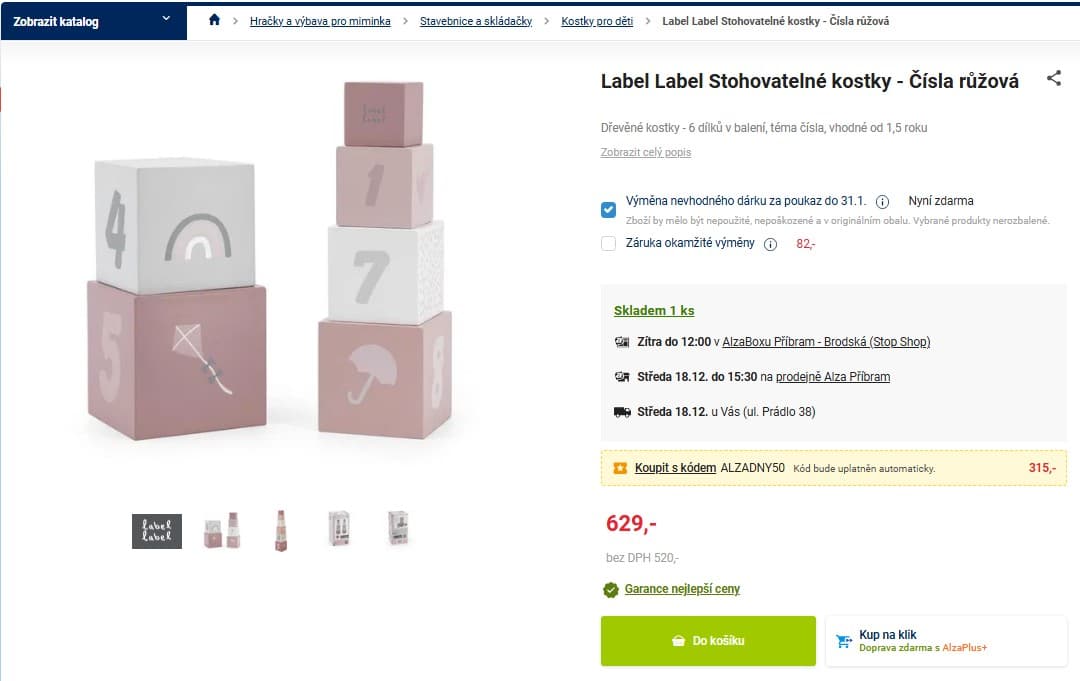 Stohovatelné kostky - Čísla růžová