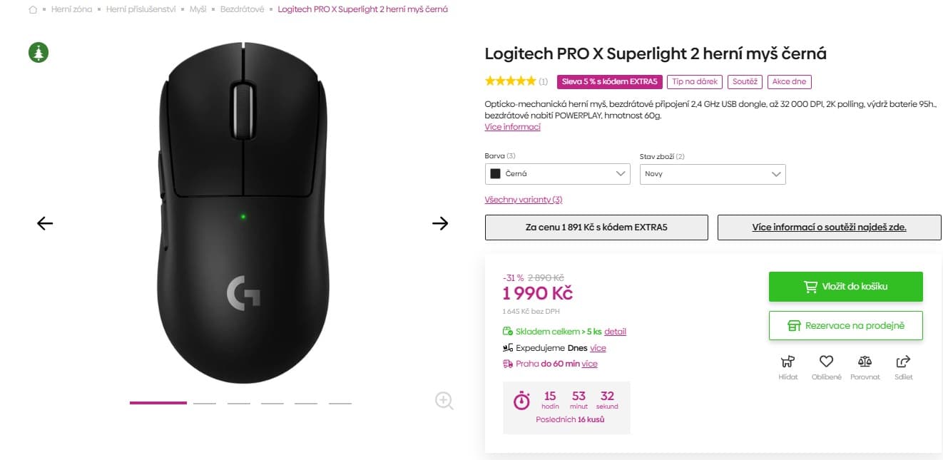 BT herní myš Logitech PRO X Superlight 2