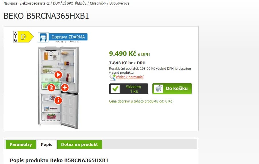 Lednice Beko, no frost, 187cm technologie