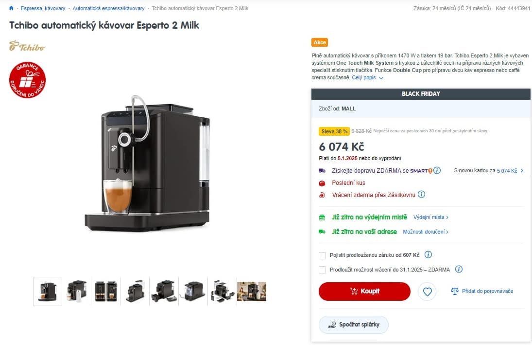 Plnoautomat Tchibo, 19bar, 1,4l.