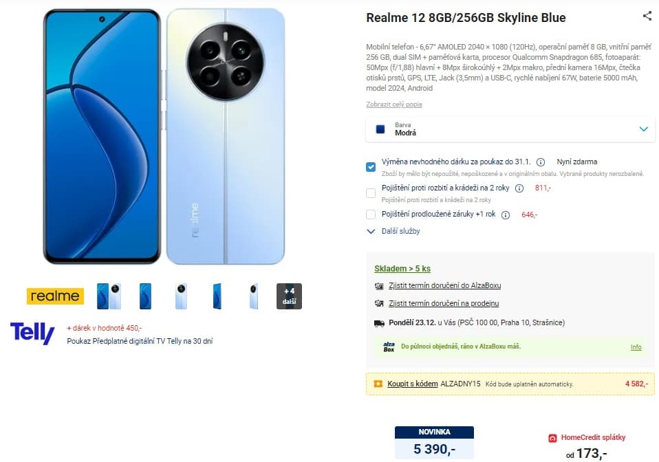 Realme 8x 2,8GHz, 8GB RAM, 6,67"