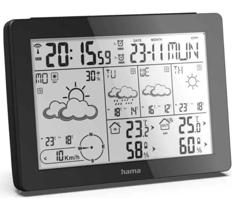Profi meteo Hama, předpověď, budík