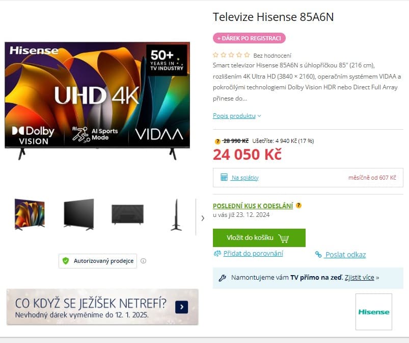 4K QLED TV 215cm Hisense