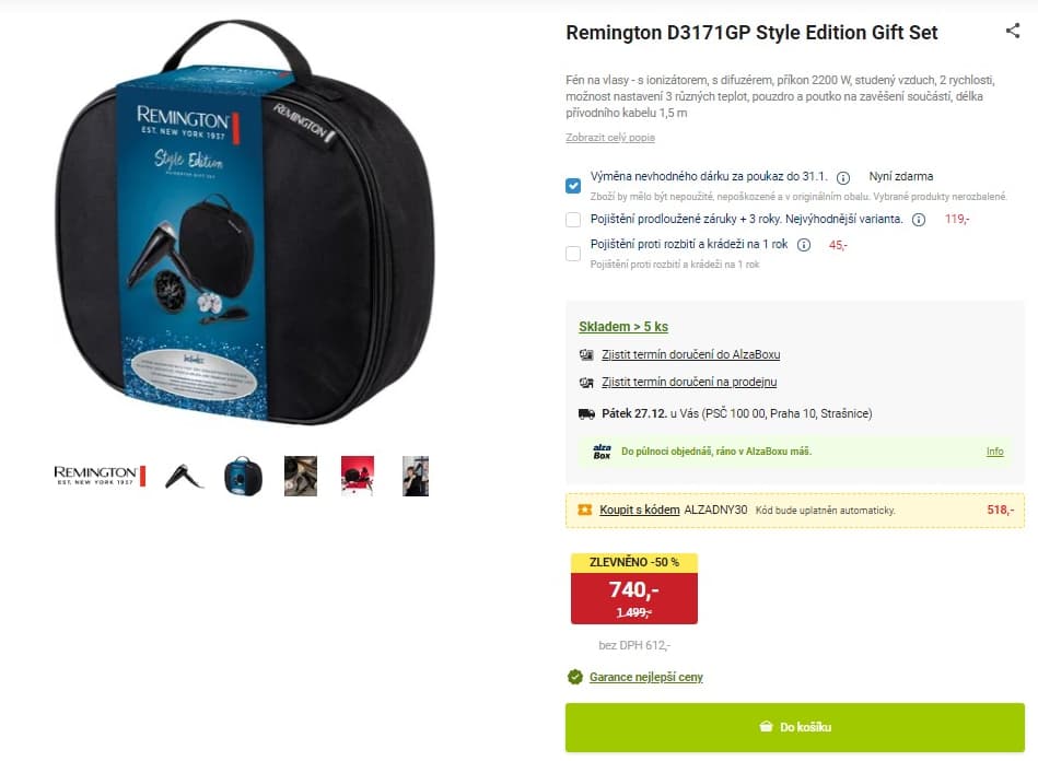Fén na vlasy,ionizátor Remington, sada