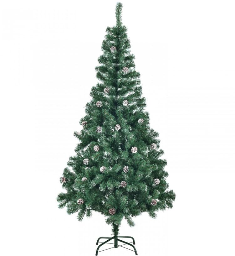 Umělý vánoční stromek 180 cm, šišky, sníh