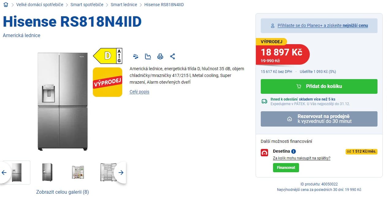 Am lednice Hisense, led, 178cm, wifi