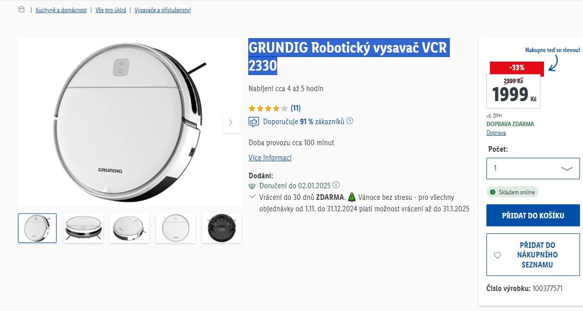Robotický vysavač Grundig