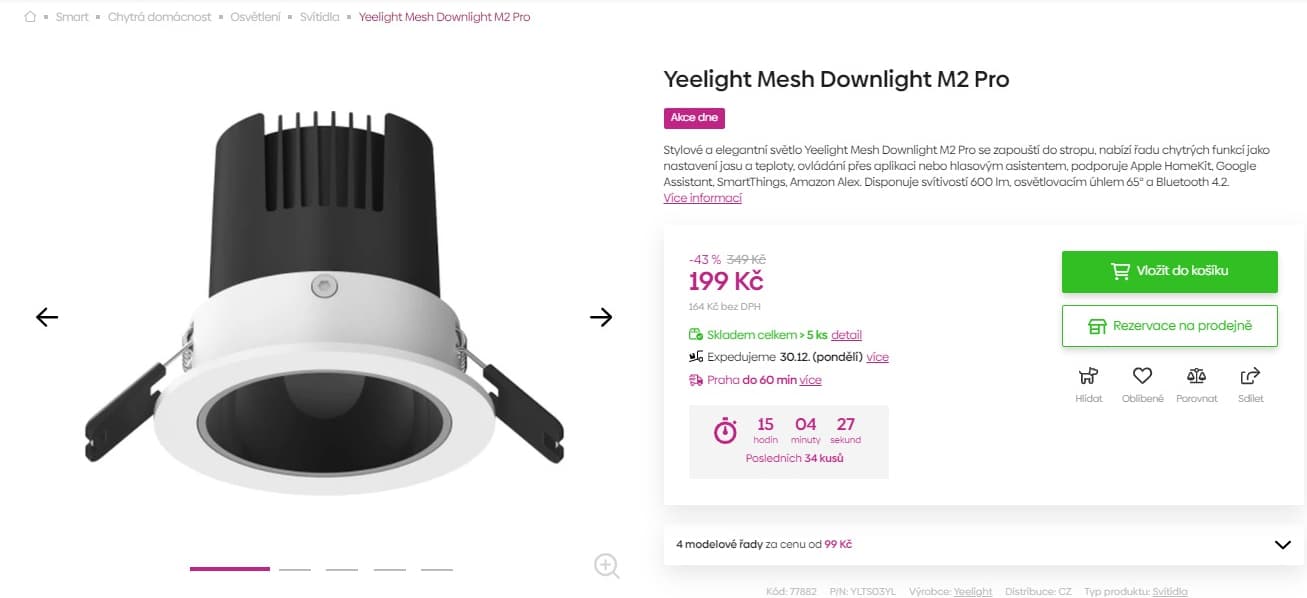 Chytré bodové světlo Yeelight 600 lm