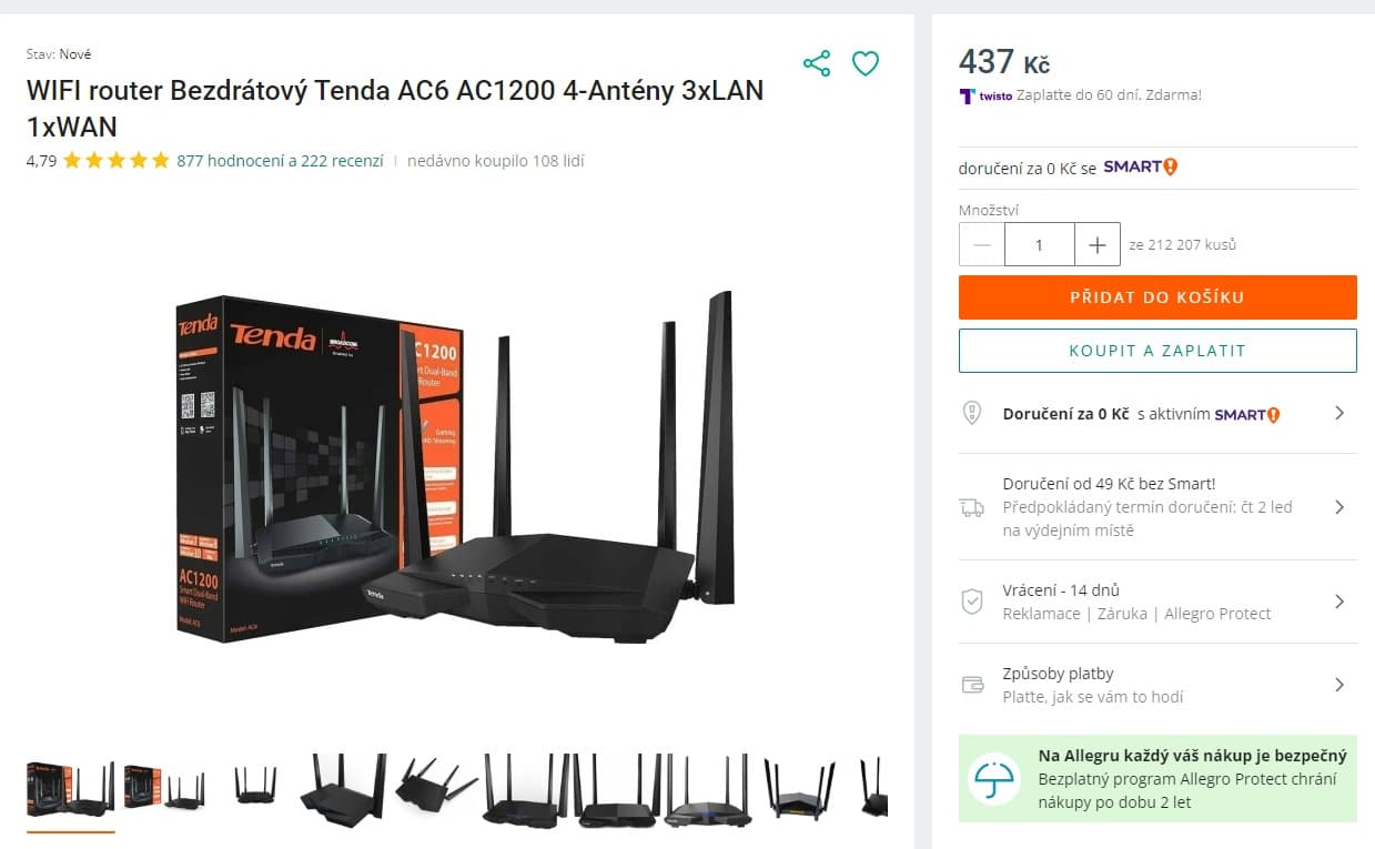 WIFI router Tenda AC6