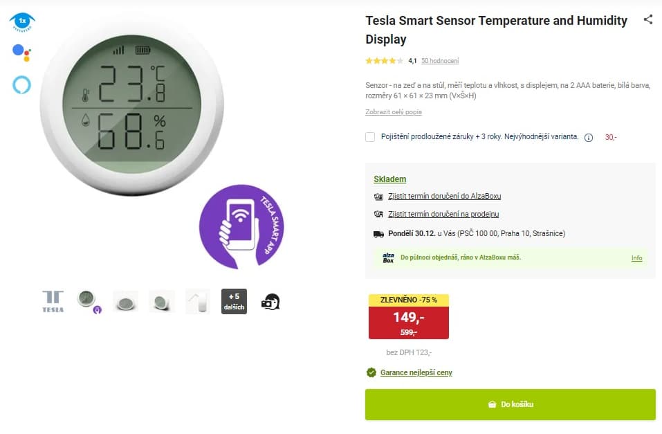 Tesla Smart teplota, vlhkost, ZigBee