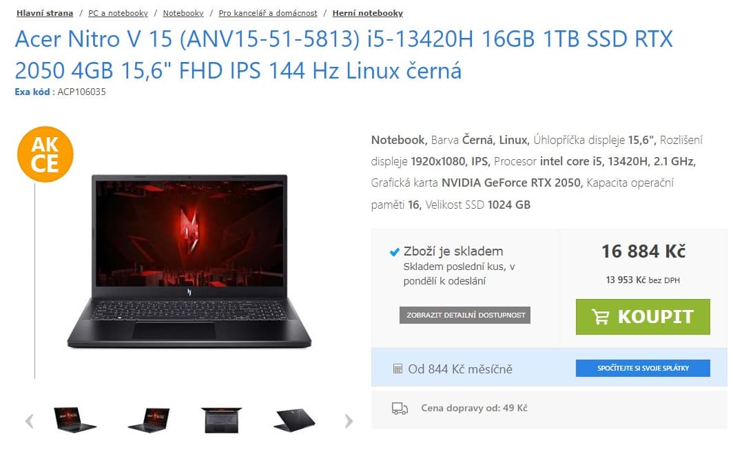 Acer i5 4,6GHz, 16GB RAM, 4GB Nvidia