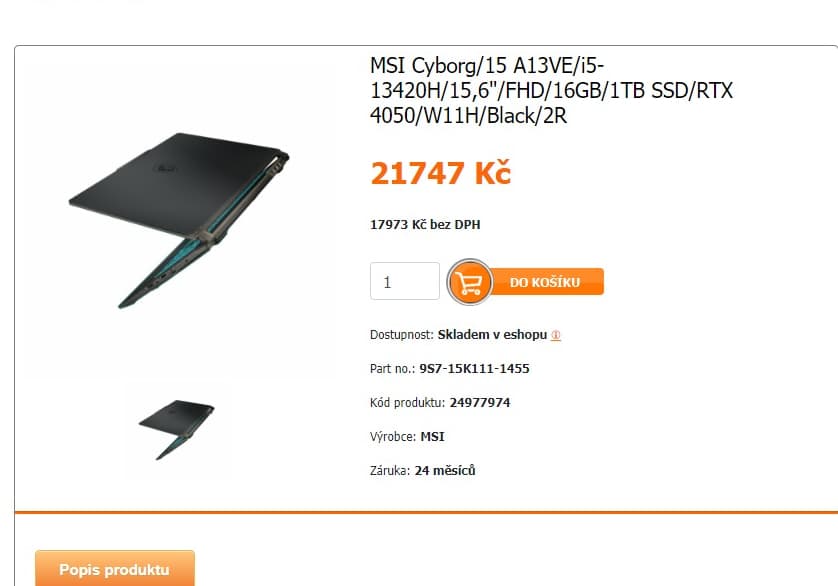 MSI i5 4,6GHz, 6GB Nvidia, 1TB SSD, 15,6"