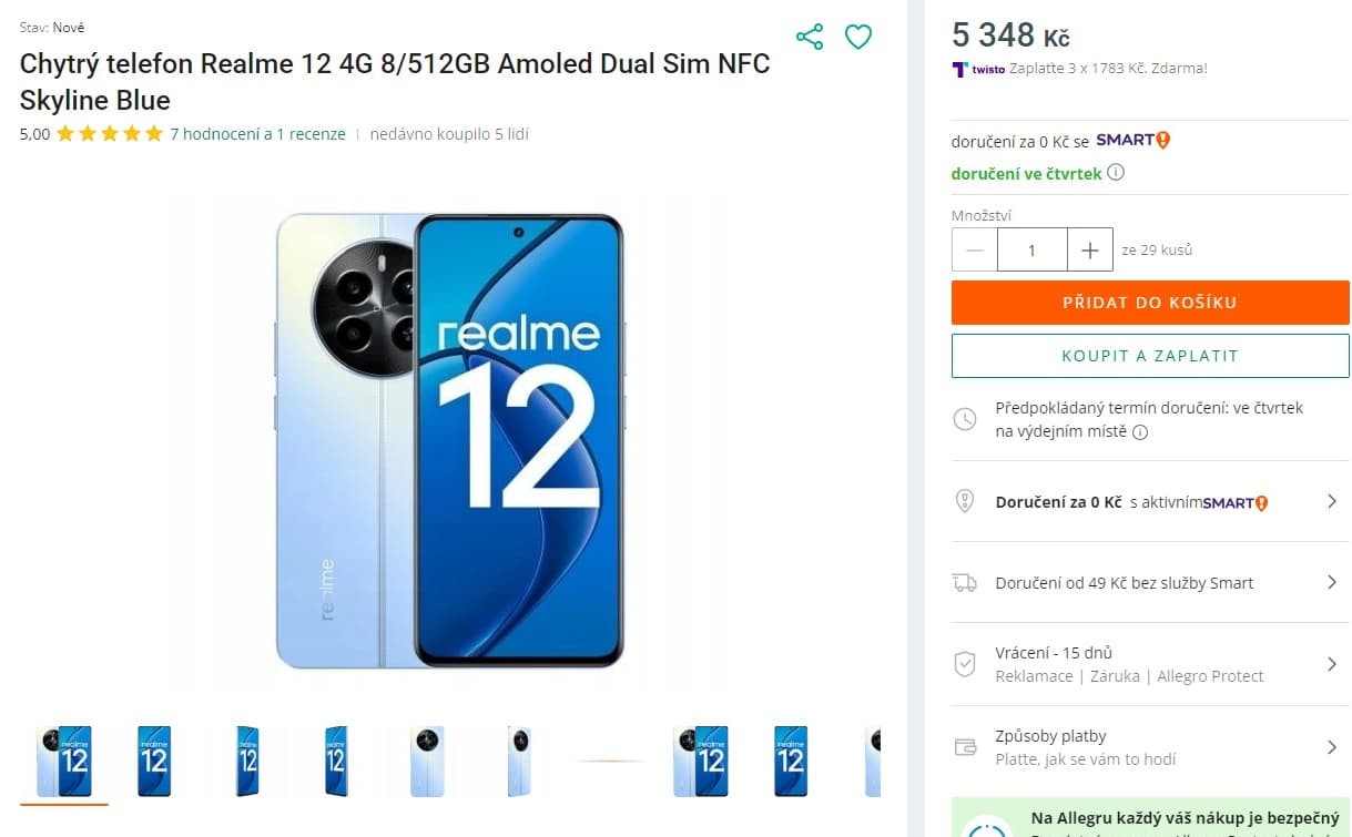Realme 8x 2,8GHz, 8GB RAM, 512 6,67"