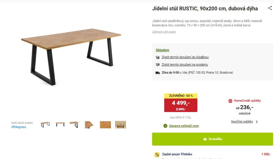 Jídelní stůl RUSTIC 90x200 cm