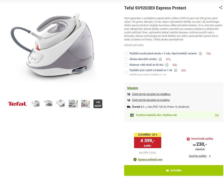 Parní generátor Tefal 7,5 bar