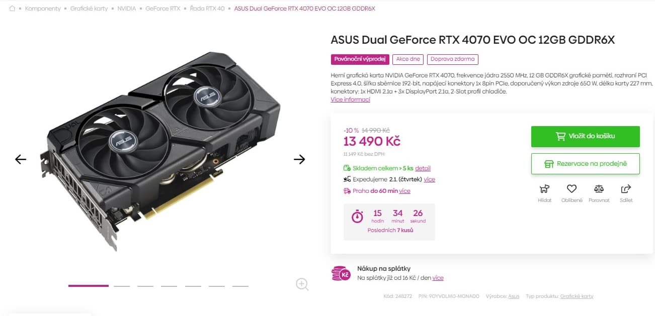 Grafická karta Asus GeForce 4070 12GB