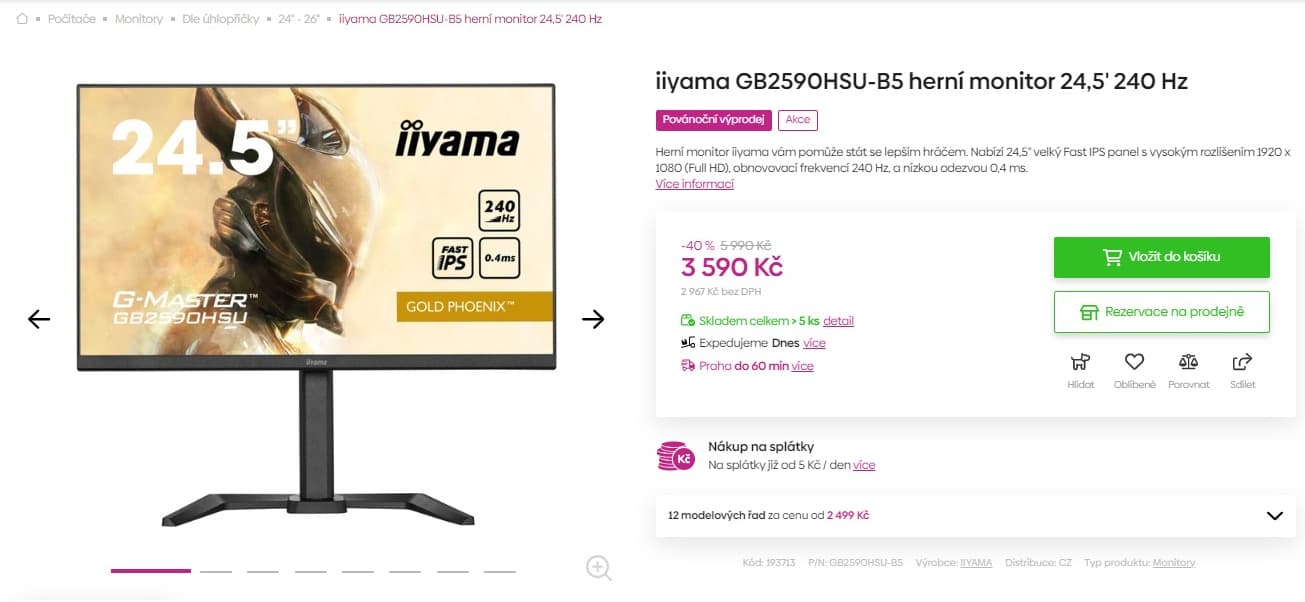 Full HD PC herní monitor iiyama 25", repro