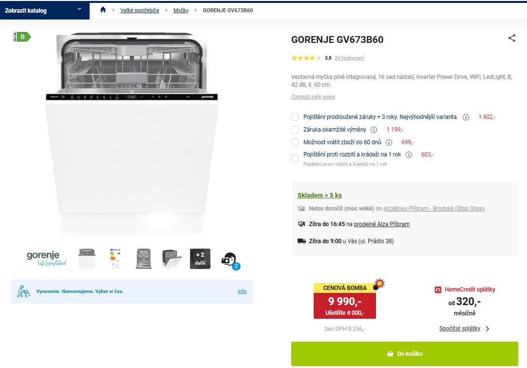 Vestavná myčka nádobí Gorenje, 16 sad, WiFi