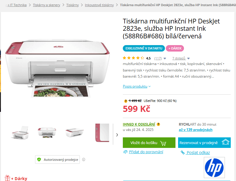 Multifunkce ink. barva HP, Wifi, BT