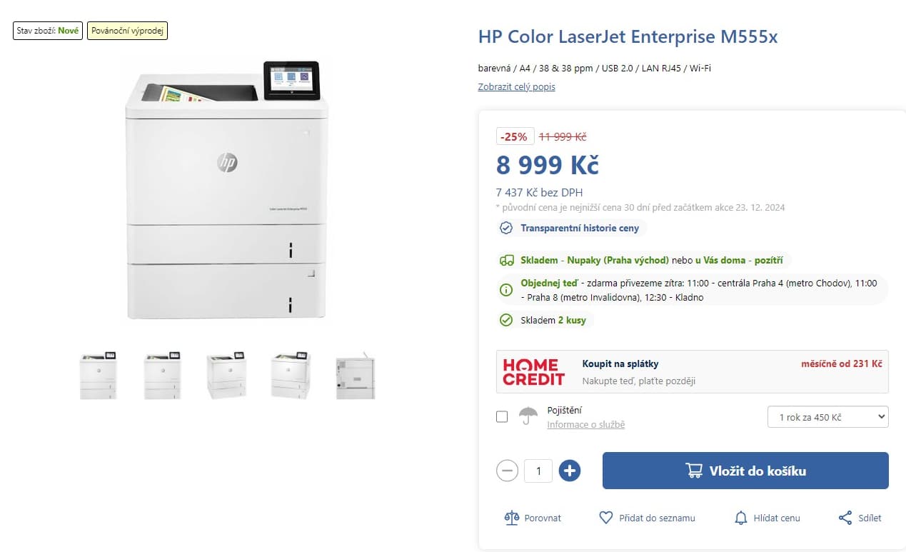 Firemní laser tisk barva HP, Wifi