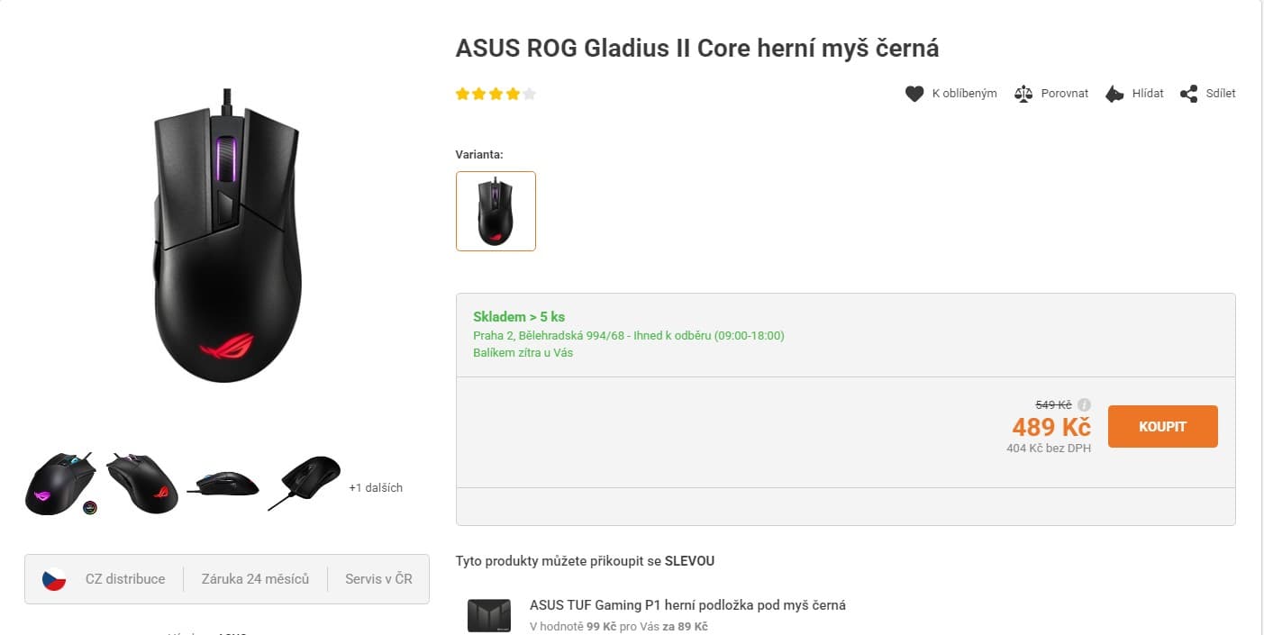 Herní myš ASUS ROG Gladius II