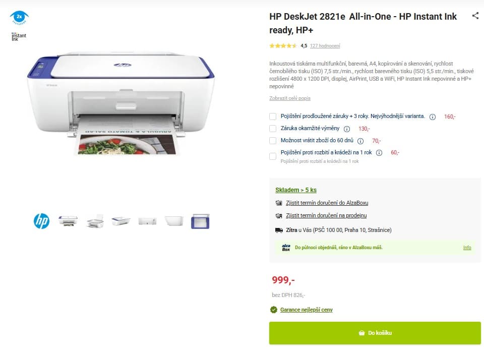Ink barva multifunkce HP, Wifi