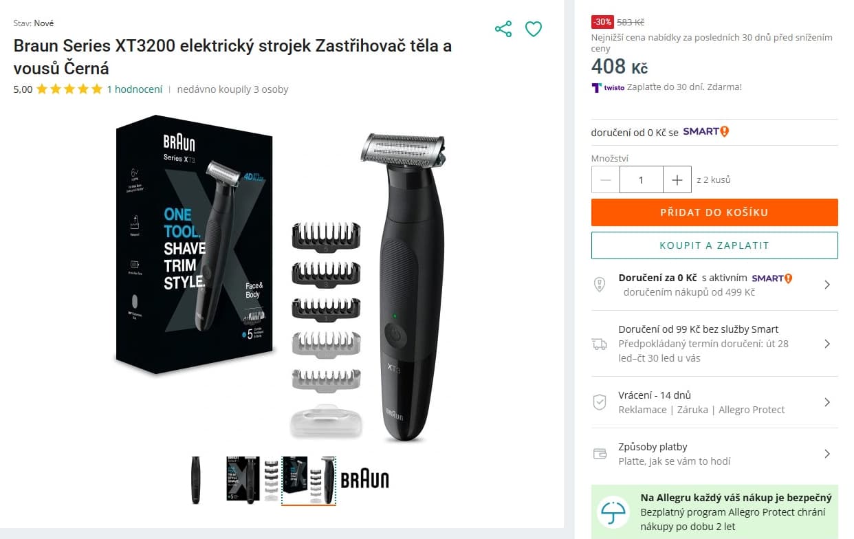 Aku holící strojek na tělo a tvář Braun