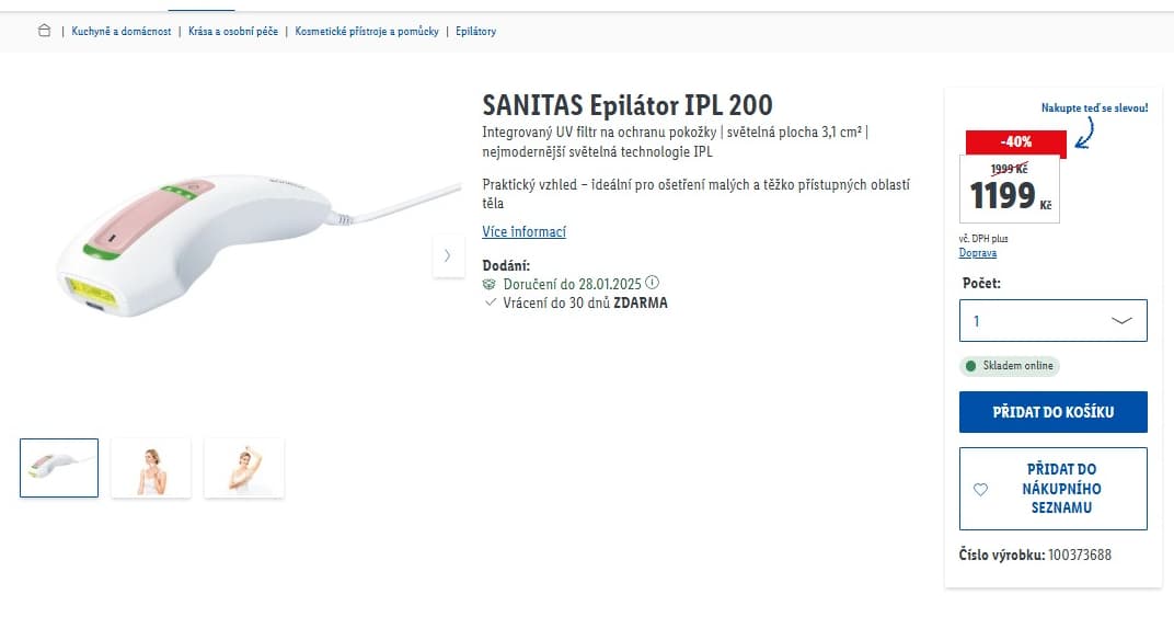 IPL epilátor SANITAS 
