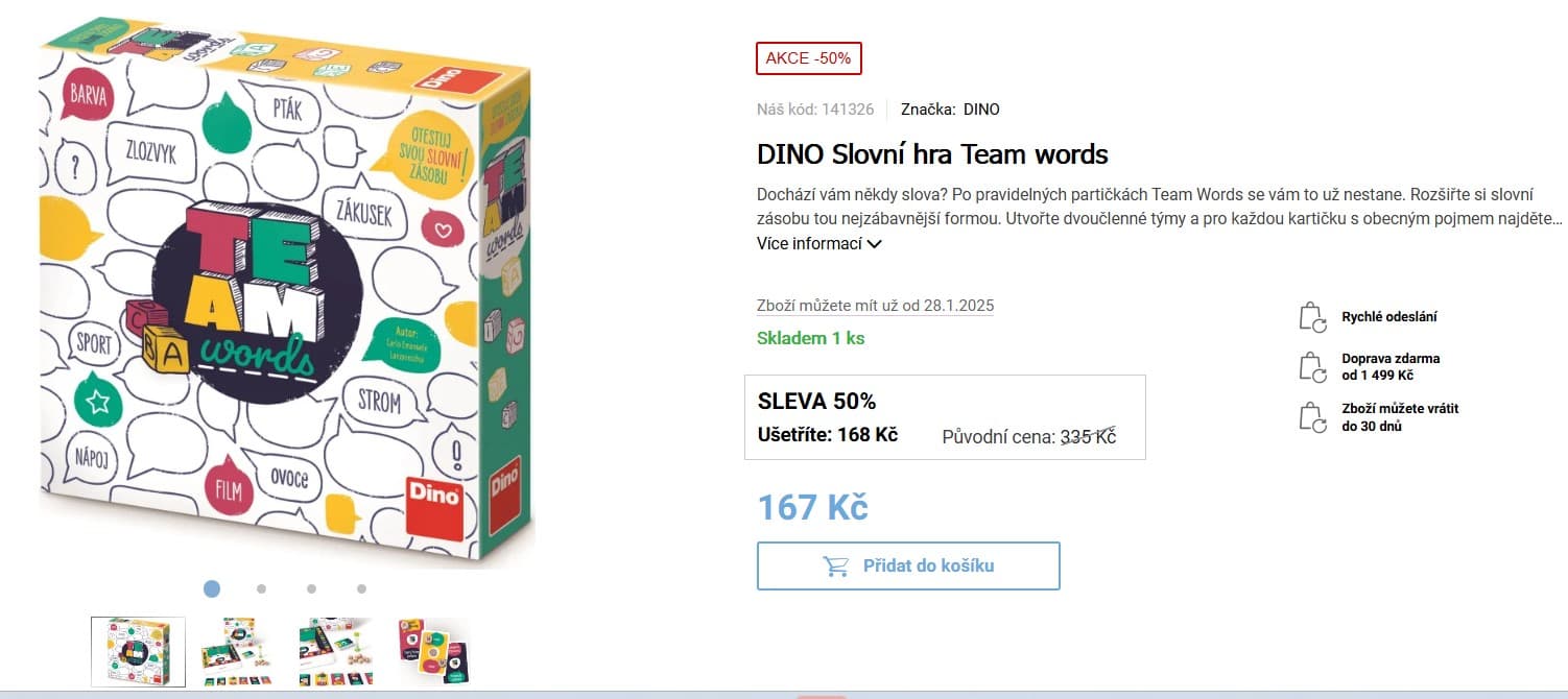 Desková hra Dino Team Words