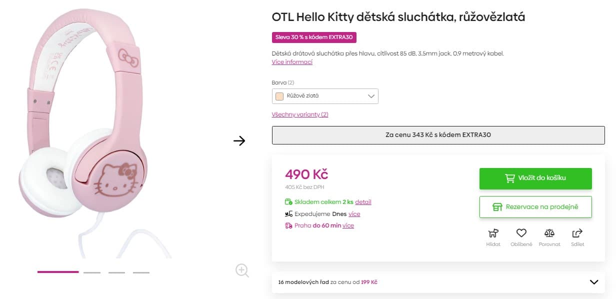 Dětská sluchátka OTL Hello Kitty