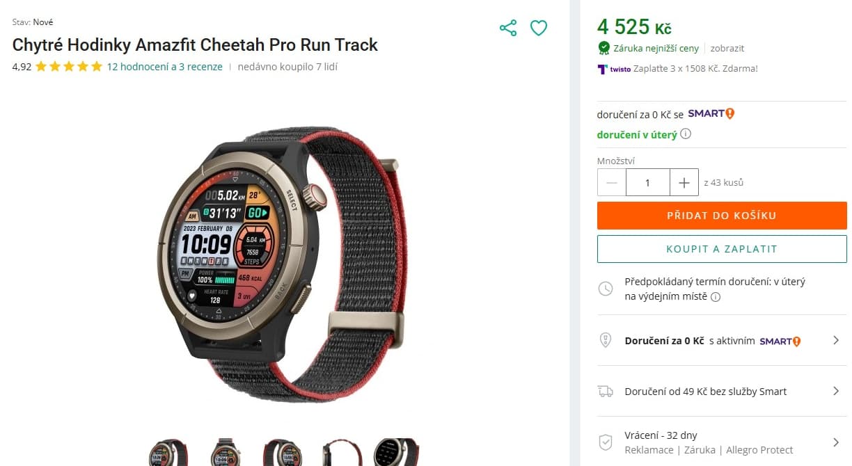 Chytré Hodinky Amazfit Cheetah Pro Run