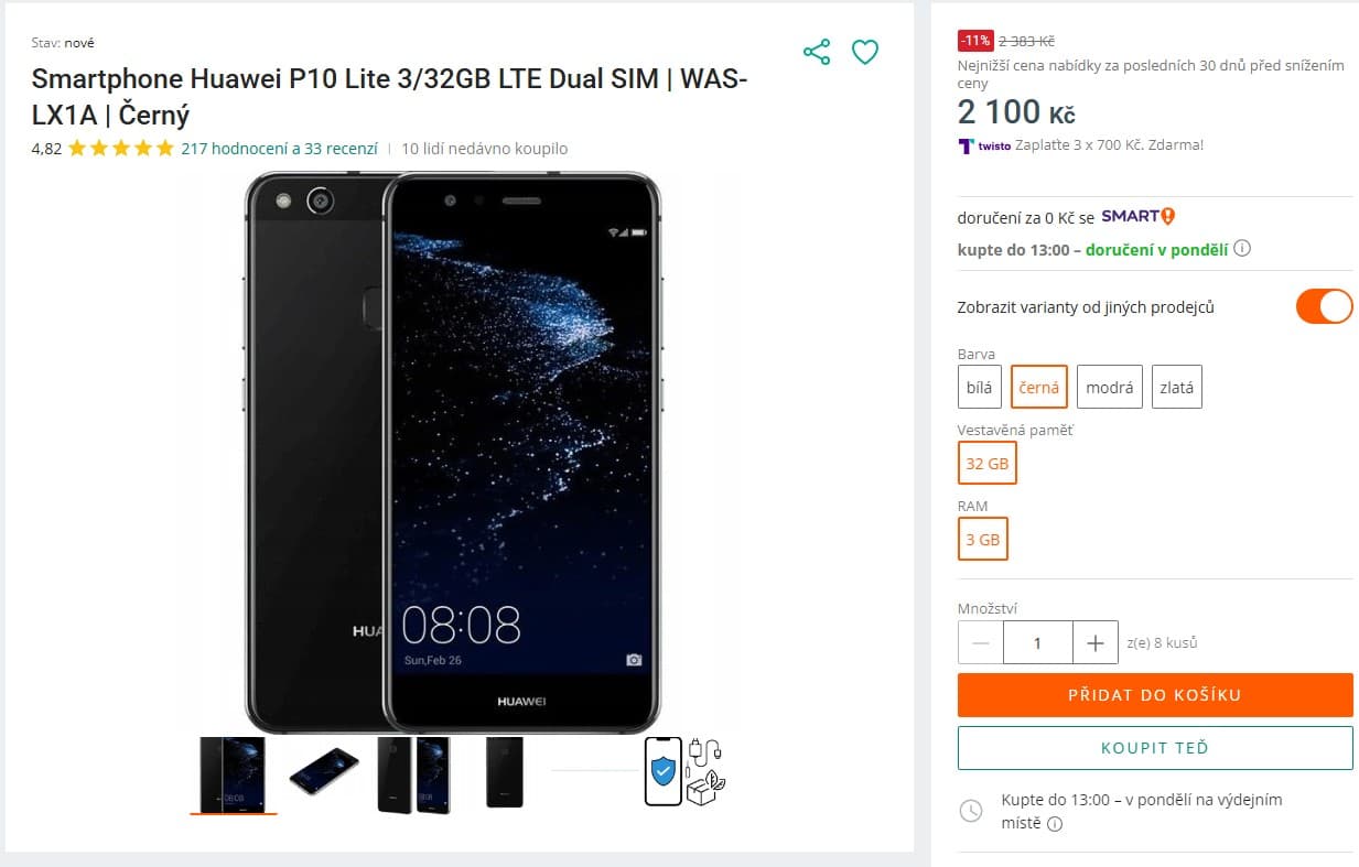 Mobil Huawei 8x 2,1GHz, 3GB RAM, 5,2"