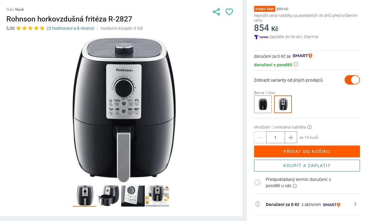 Horkovzdušná fritéza Rohnson 5 litrů